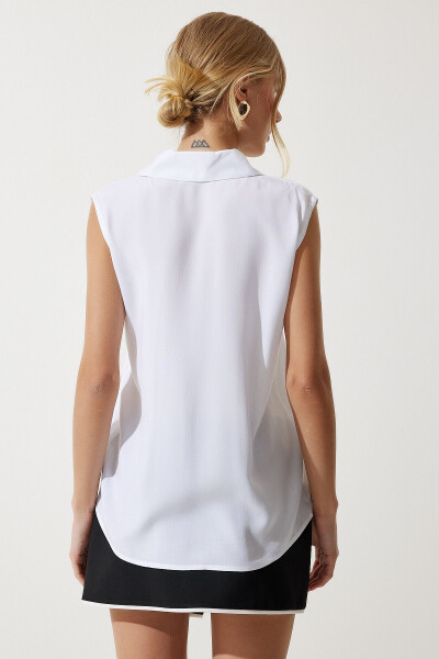 Women's White Sleeveless Viscose Shirt TO00129 - 7
