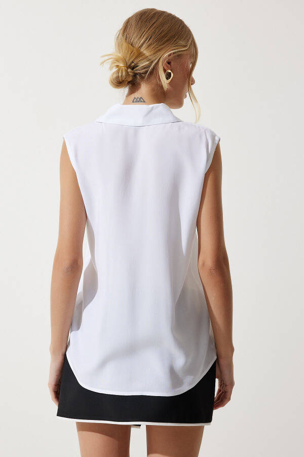 Women's White Sleeveless Viscose Shirt TO00129 - 7