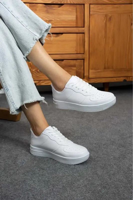 Women's White Sneakers-White - 4