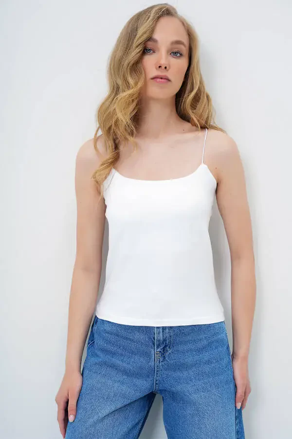 Women's White Strapless Double Layer Compac Cotton Blouse ALC-X11311 - 1