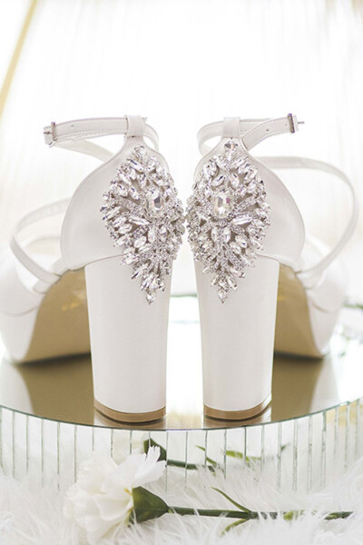 Women's White Swarovski Spider Stone Running Guaranteed 11 cm Bridal Shoe - 1