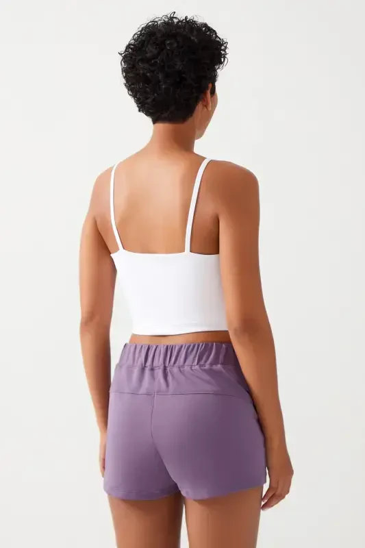 Women's White Tank Top Lightly Padded Sports Bra with Straps - White - 2