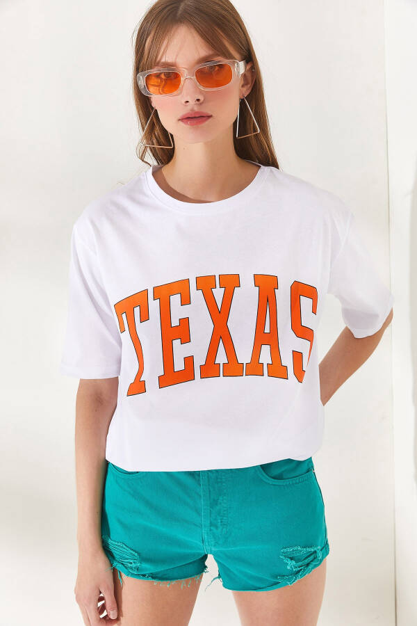 Women's White Texas Printed Cotton T-Shirt TSH-19000715 - 1