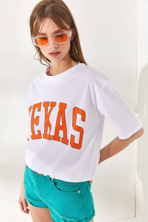 Women's White Texas Printed Cotton T-Shirt TSH-19000715 - 2