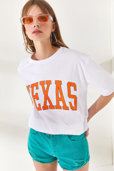 Women's White Texas Printed Cotton T-Shirt TSH-19000715 - 3