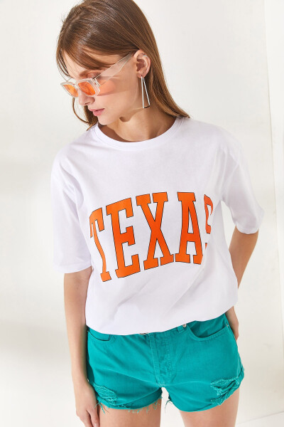 Women's White Texas Printed Cotton T-Shirt TSH-19000715 - 4