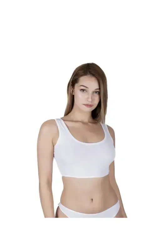 Women's White Thick Strap Sports Bra-WHITE - 1