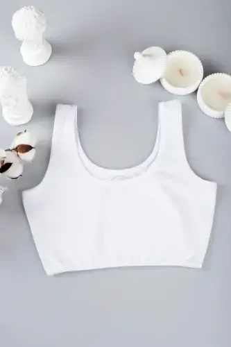 Women's White Thick Strap Sports Bra-WHITE - 3