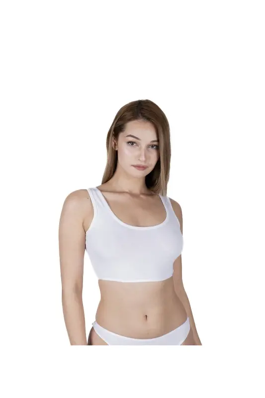 Women's White Thick Strap Sports Bra-WHITE - PİNUPTEX