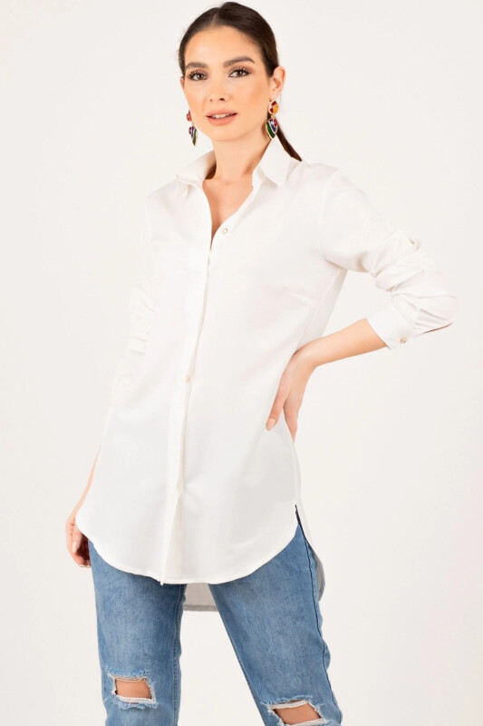 Women's White Tunic Shirt ARM-19Y001003 - 1