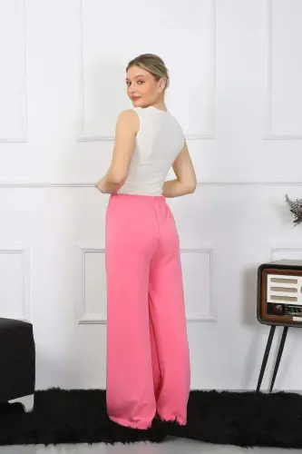 Women's Wide Leg Knitwear Pink Tracksuit Set 5501 - 3