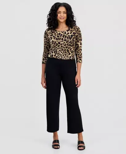 Women's Wide-Leg Pull-On Pants, Regular & Short Lengths, Created for Modazone-Deep Black 