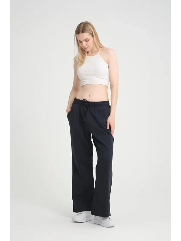 Women's Wide Leg Sweatpants SPR24EA88-Navy Blue - LC WAIKIKI