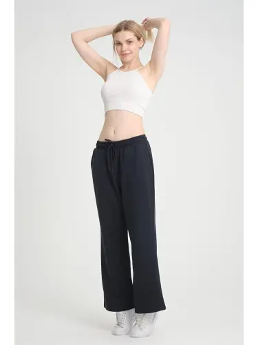 Women's Wide Leg Sweatpants SPR24EA88-Navy Blue - 3