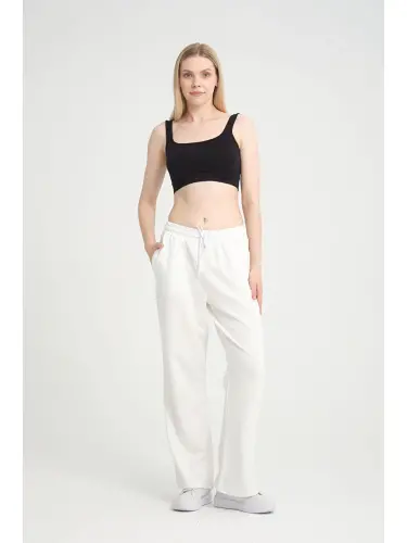 Women's Wide Leg Thin Sweatpants SPR24EAK88-Ecru - 1