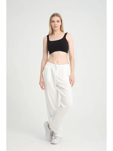 Women's Wide Leg Thin Sweatpants SPR24EAK88-Ecru - LC WAIKIKI (1)