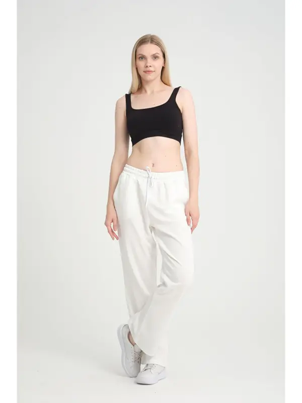 Women's Wide Leg Thin Sweatpants SPR24EAK88-Ecru - 2