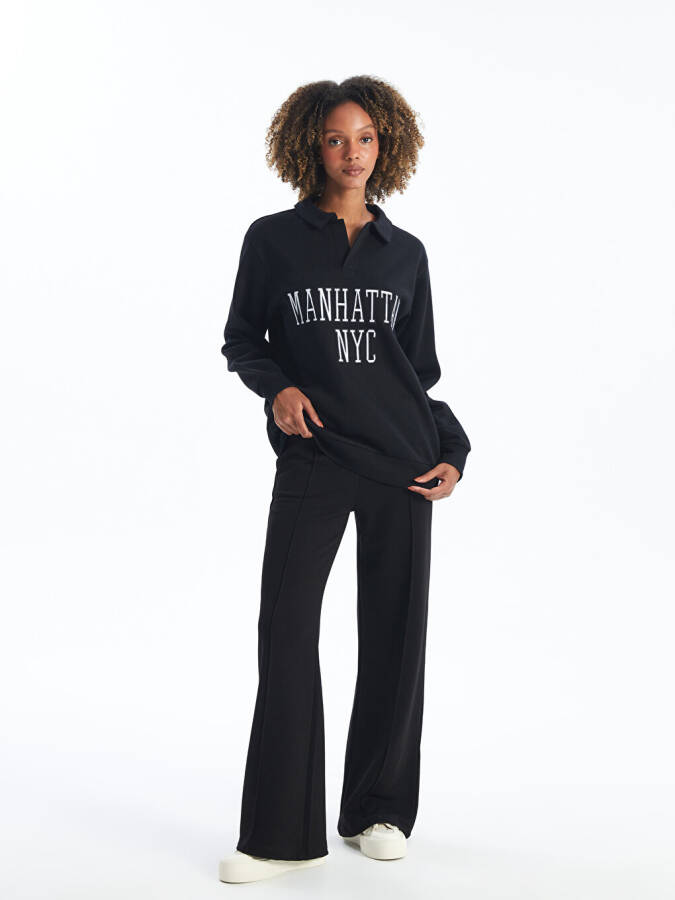 Women's Wide Leg Tracksuit Bottoms with Elastic Waistband - 7