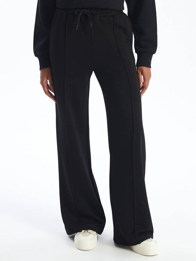 Women's Wide Leg Tracksuit Bottoms with Elastic Waistband - 2