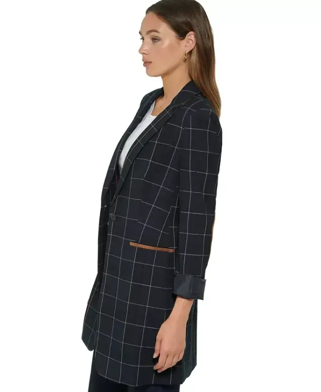Women's Windowpane One-Button Blazer - 6