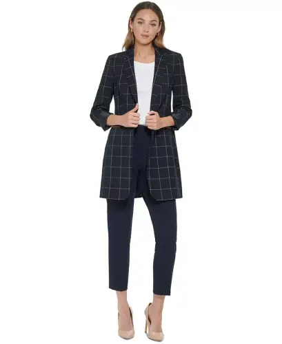 Women's Windowpane One-Button Blazer - 7