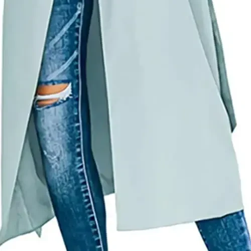 Women's Windproof Trench Coat Notched Lapel Double Breasted Long Overcoat Casual Fall Winter Windbreaker Outerwear - 5