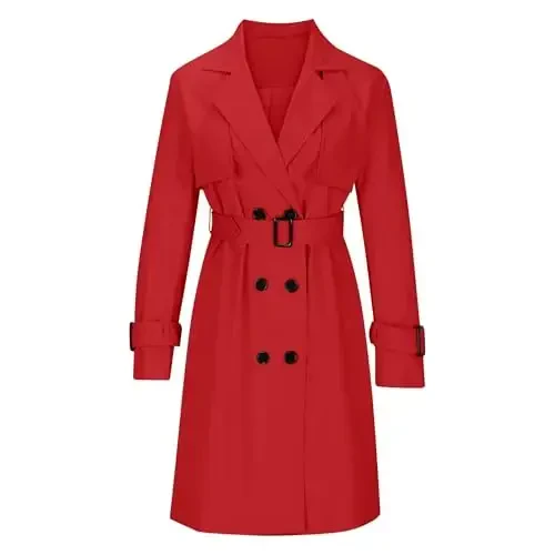 Women's Windproof Trench Coat Notched Lapel Double Breasted Long Overcoat Casual Fall Winter Windbreaker Outerwear - MAIYIFU-GJ (1)