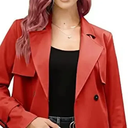 Women's Windproof Trench Coat Notched Lapel Double Breasted Long Overcoat Casual Fall Winter Windbreaker Outerwear - 5