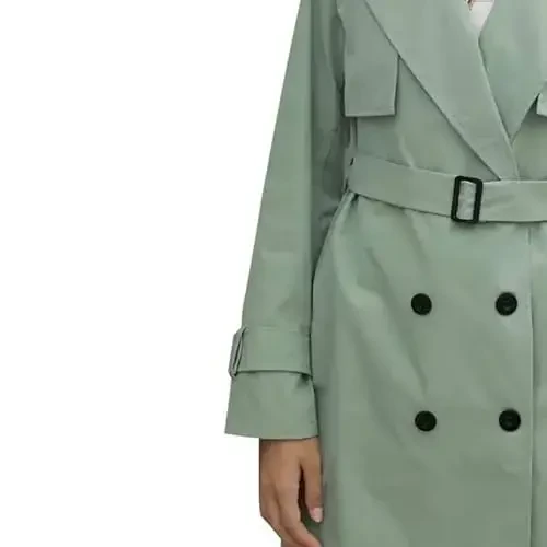Women's Windproof Trench Coat Notched Lapel Double Breasted Long Overcoat Casual Fall Winter Windbreaker Outerwear - 4