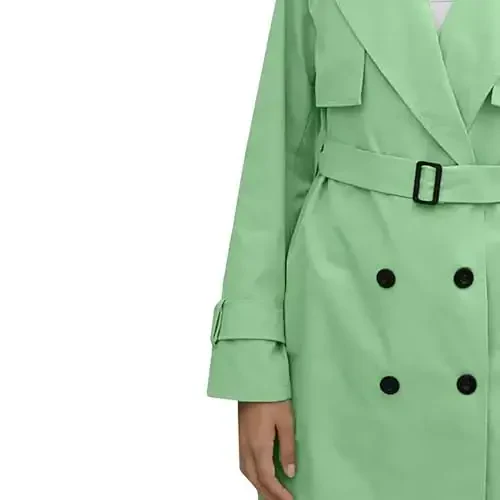 Women's Windproof Trench Coat Notched Lapel Double Breasted Long Overcoat Casual Fall Winter Windbreaker Outerwear - 6
