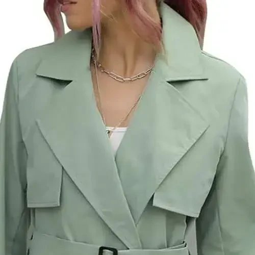 Women's Windproof Trench Coat Notched Lapel Double Breasted Long Overcoat Casual Fall Winter Windbreaker Outerwear - 3