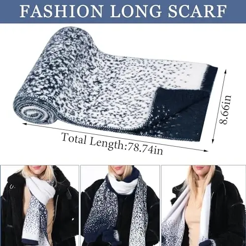 Womens Winter Knit Beanie Hats and Touchscreen Gloves Long Scarf Set with Warm Fleece Lined Skull Caps Scarves for Women - 3