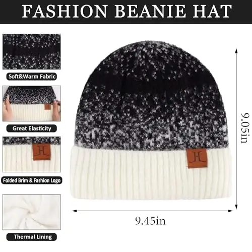 Womens Winter Knit Beanie Hats and Touchscreen Gloves Long Scarf Set with Warm Fleece Lined Skull Caps Scarves for Women - 2