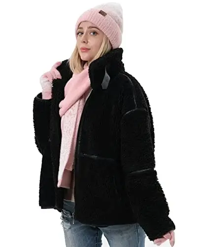 Womens Winter Knit Beanie Hats and Touchscreen Gloves Long Scarf Set with Warm Fleece Lined Skull Caps Scarves for Women - 6