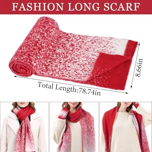 Womens Winter Knit Beanie Hats and Touchscreen Gloves Long Scarf Set with Warm Fleece Lined Skull Caps Scarves for Women - 3