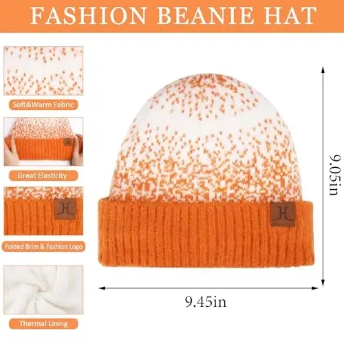 Womens Winter Knit Beanie Hats and Touchscreen Gloves Long Scarf Set with Warm Fleece Lined Skull Caps Scarves for Women - FZ FANTASTIC ZONE (1)