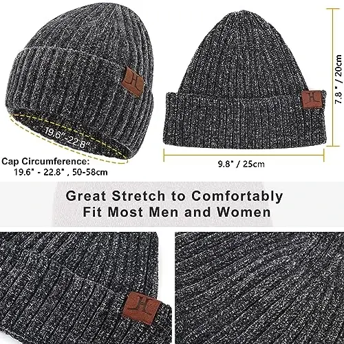 Womens Winter Knit Warm Hat Beanie Long Scarf Touch Screen Gloves Set Skull Caps Neck Scarves for Women - 2