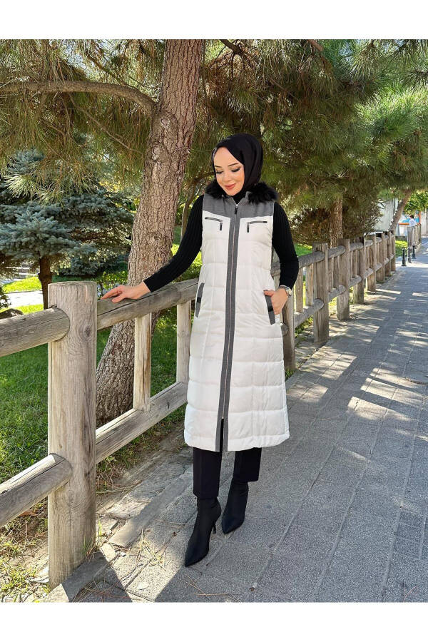 Women's Winter Quilted White Puffer Vest 50002 - 1