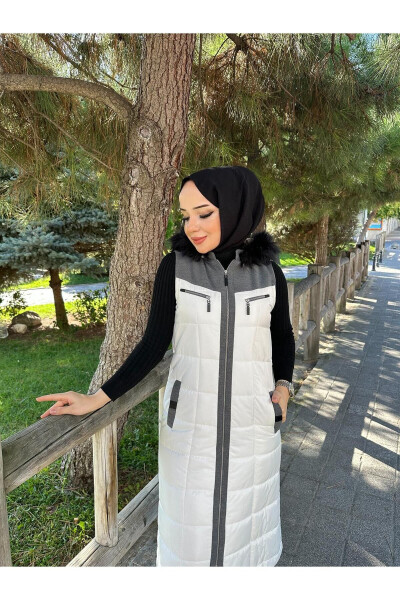 Women's Winter Quilted White Puffer Vest 50002 - 3