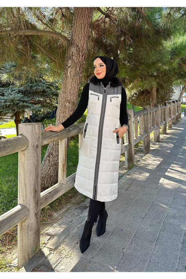 Women's Winter Quilted White Puffer Vest 50002 - 4