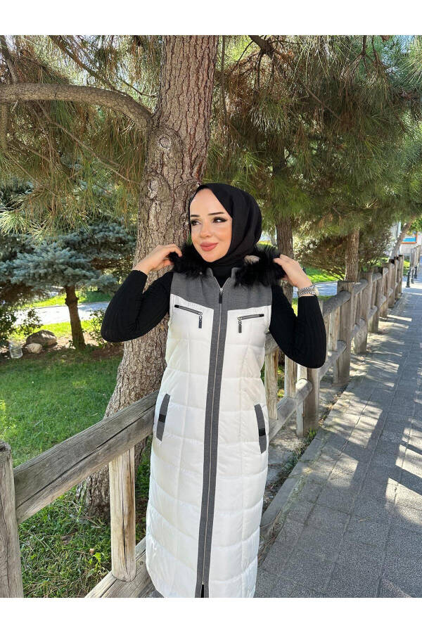 Women's Winter Quilted White Puffer Vest 50002 - 5