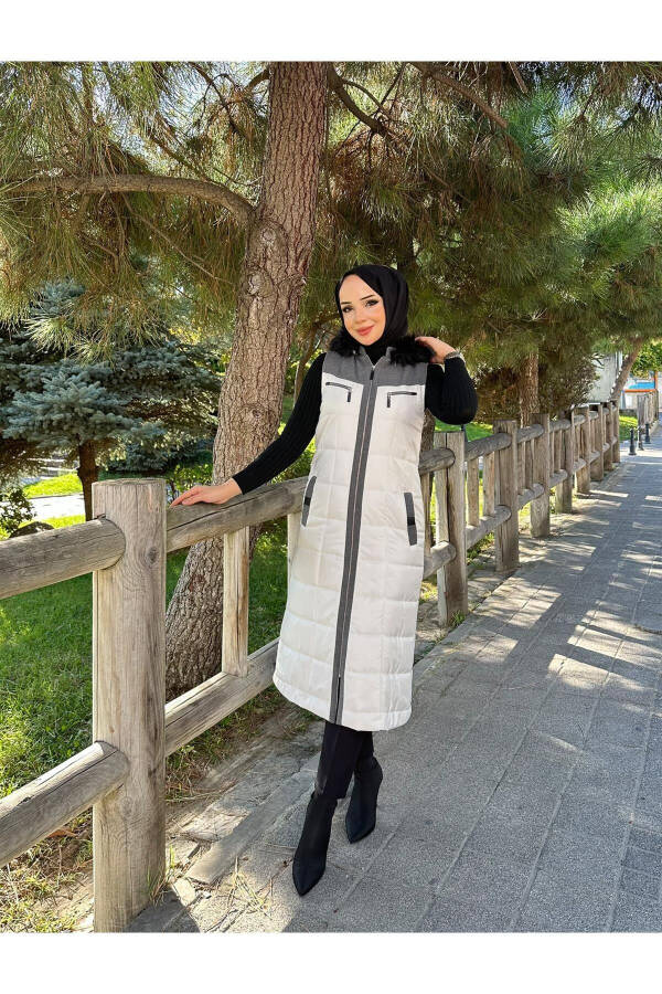 Women's Winter Quilted White Puffer Vest 50002 - 6