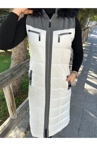 Women's Winter Quilted White Puffer Vest 50002 - 7