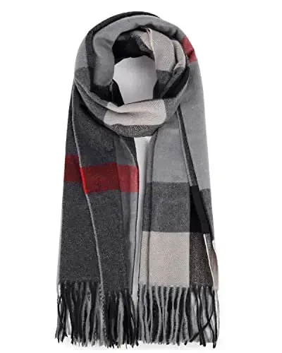 Women's Winter Scarf Large Warm Shawl Classic Tassel Plaid Oversized Scarves Thick Wraps - MODAZONE
