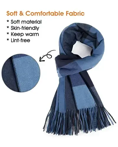 Women's Winter Scarf Large Warm Shawl Classic Tassel Plaid Oversized Scarves Thick Wraps - MODAZONE (1)