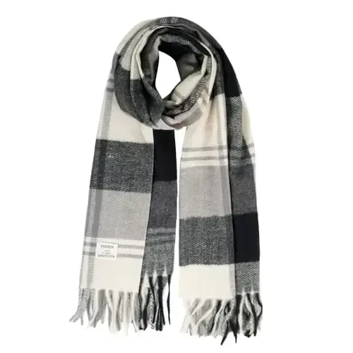 Women's Winter Scarf Large Warm Shawl Classic Tassel Plaid Oversized Scarves Thick Wraps - 1