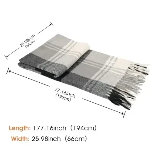 Women's Winter Scarf Large Warm Shawl Classic Tassel Plaid Oversized Scarves Thick Wraps - 3