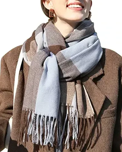 Women's Winter Scarf Large Warm Shawl Classic Tassel Plaid Oversized Scarves Thick Wraps 