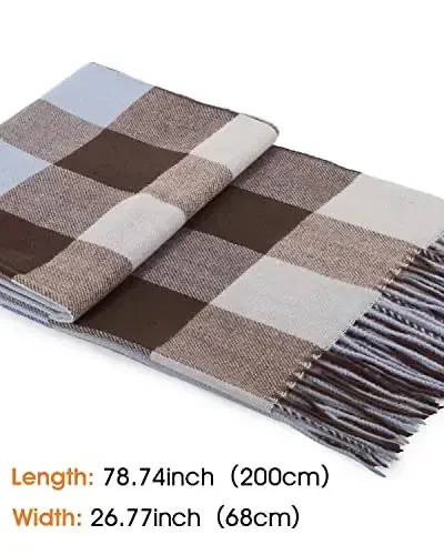 Women's Winter Scarf Large Warm Shawl Classic Tassel Plaid Oversized Scarves Thick Wraps - 3