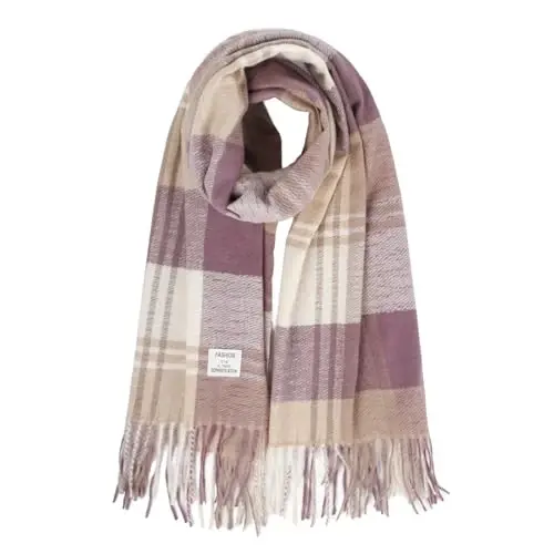 Women's Winter Scarf Large Warm Shawl Classic Tassel Plaid Oversized Scarves Thick Wraps 